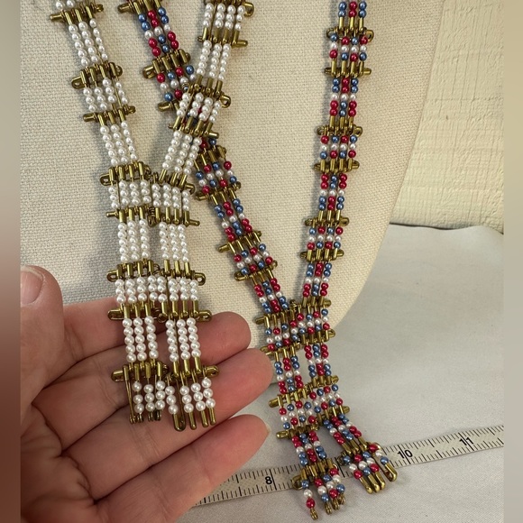 Vintage 70’s 80’s long safety pin lariat style necklaces - Picture 6 of 6